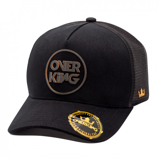 Boné Overking Aba Curva Trucker 3D Neon Preto / Laranja 