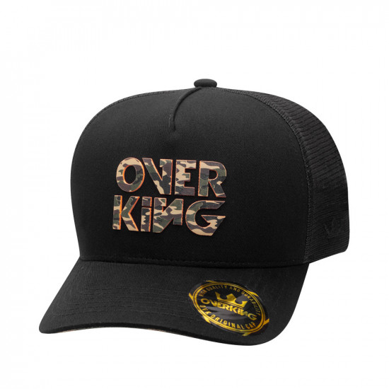 Boné Overking Aba Curva Trucker 3D Preto Camuflado