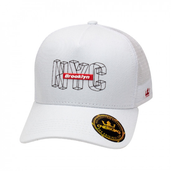 Boné Overking Aba Curva Trucker NYC Brooklyn Branco