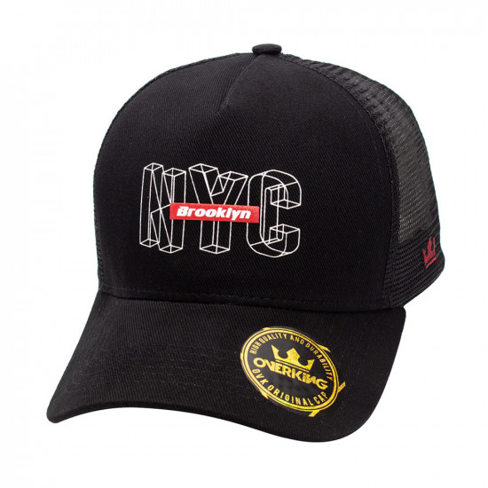 Boné Overking Aba Curva Trucker NYC Brooklyn Preto