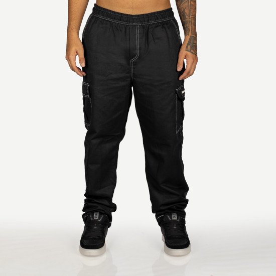 Calça Overking Cargo Sarja Preto Prespontado
