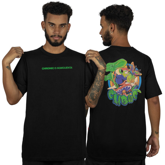 Camiseta Chronic Cogumelo Preto