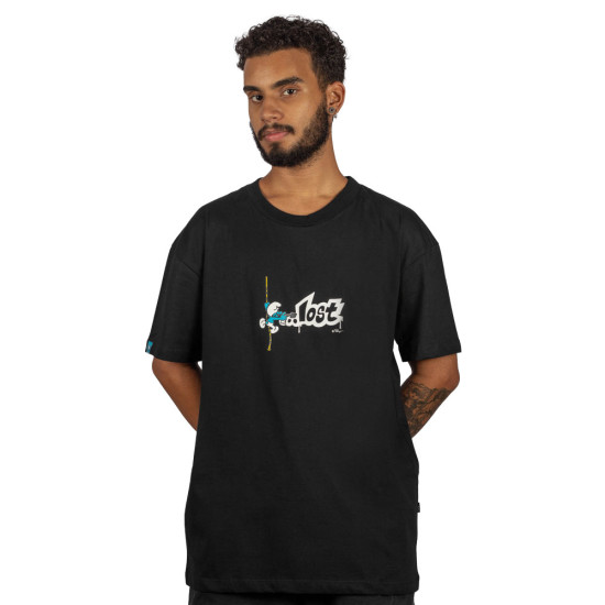 Camiseta Lost Smurfs Box Fit Pixador Preto