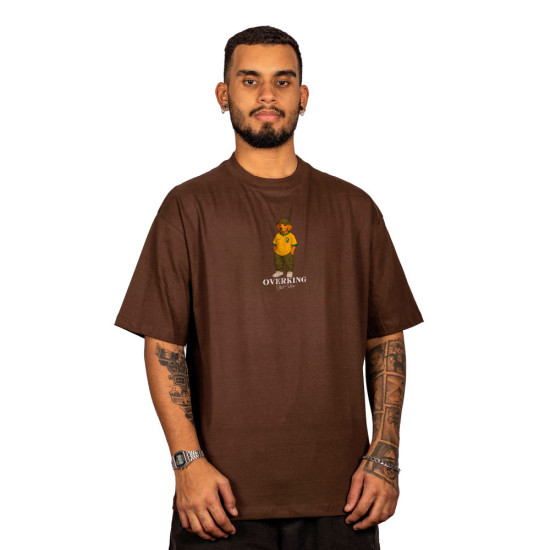 Camiseta Overking Oversized Suedine Dog Caramelo - Marrom