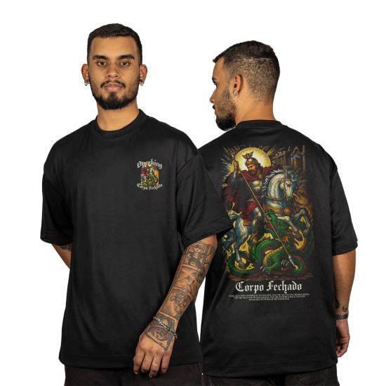 Camiseta Overking Oversized Suedine São Jorge Preto