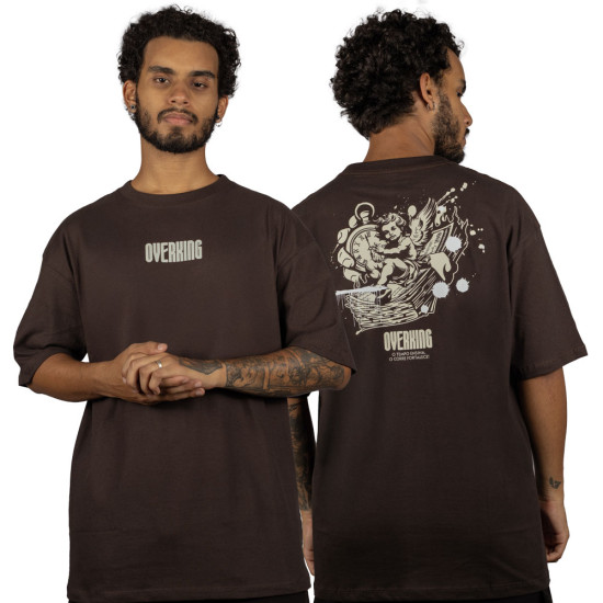 Camiseta Overking Oversized O Tempo Marrom