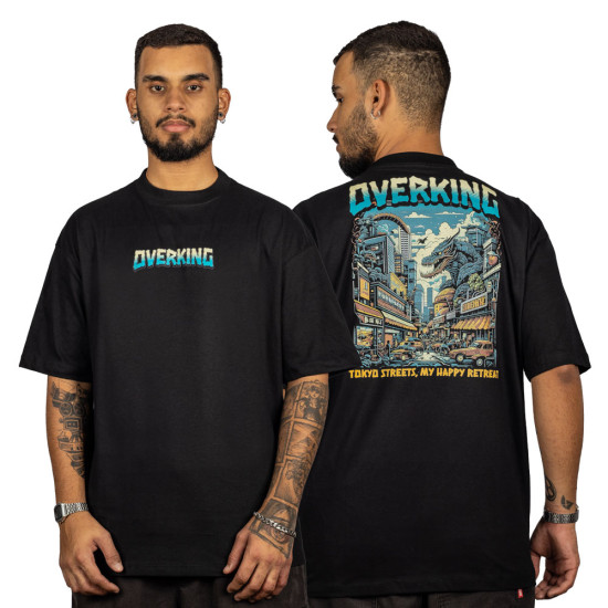 Camiseta Overking Oversized Godzilla Preto