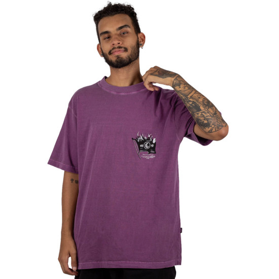 Camiseta Plano C Stone Estampa Flag On Fire Roxo