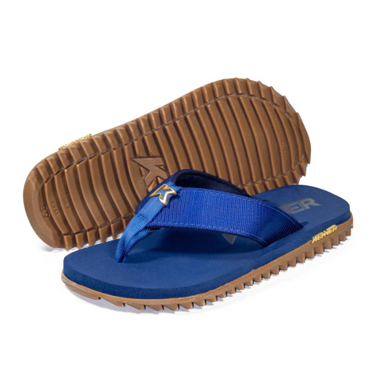 Chinelo Sandália Kenner Kivah Gold Azul Crepe