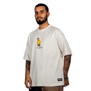 Camiseta Overking Oversized Suedine Dog Caramel - Branca