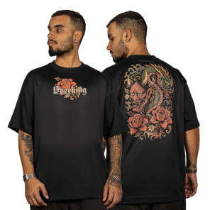Camiseta Overking Oversized Suedine Hannya Preto