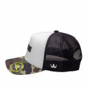 Boné Overking Aba Curva Trucker Camo Brand Preto / Branco 