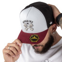 Boné Overking Aba Curva Trucker Engine Branco / Vinho / Preto