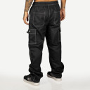 Calça Overking Cargo Sarja Preto Prespontado